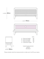 Swoon Black Raphia Acacia Wood 3 Drawer Media Unit - Image 3 of 10
