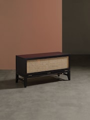 Swoon Black Raphia Acacia Wood 3 Drawer Media Unit - Image 4 of 10