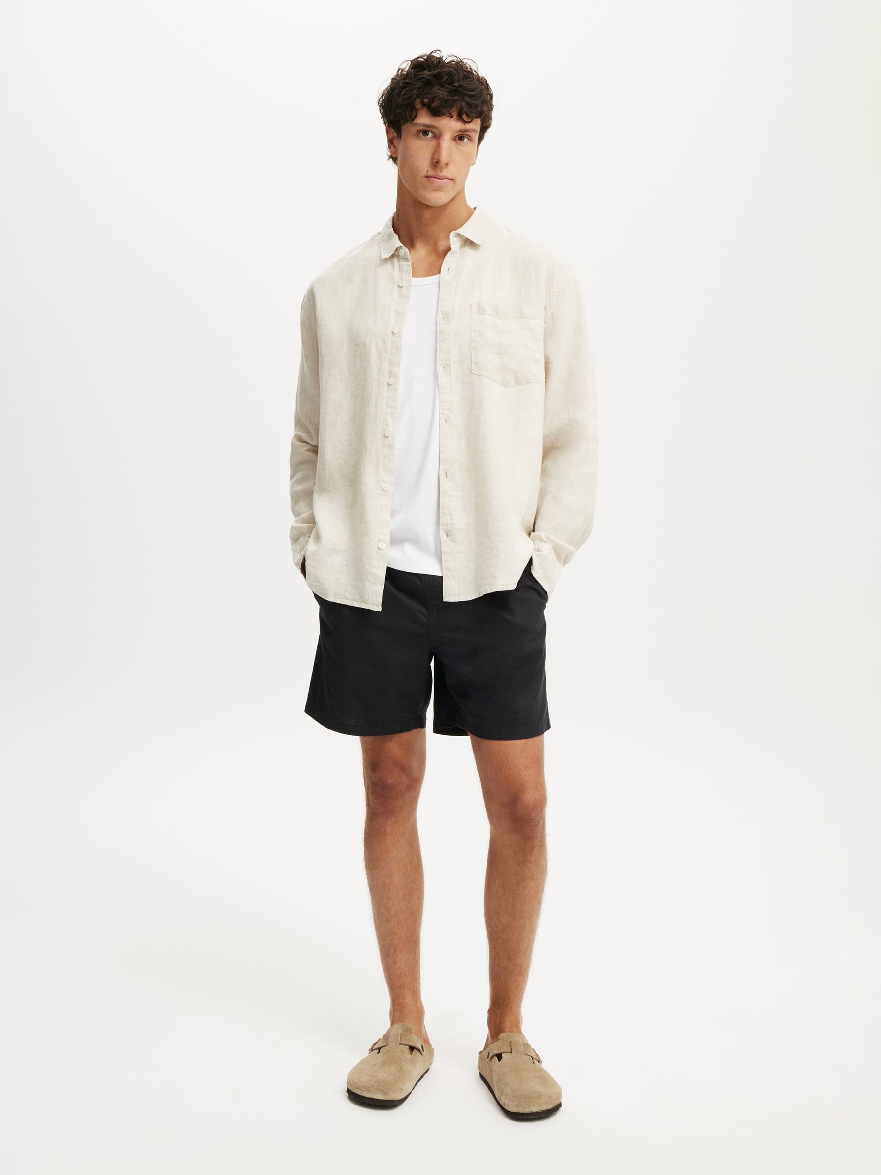 Buy Cotton On Cream Relaxed Linen Long Sleeve Shirt from Next USA