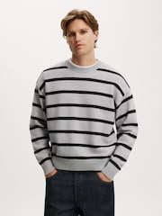 Grau - Cotton On Box Fit Rundhals Strick Pullover - Bild 1 von 4