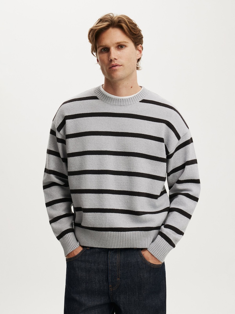 Grau - Cotton On Box Fit Rundhals Strick Pullover - Bild 1 von 4 Grau - Cotton On Box Fit Rundhals Strick Pullover - Bild 1 von 4