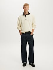 Cotton On Cream Box Fit Rugby Polo Shirt - Image 3 of 4
