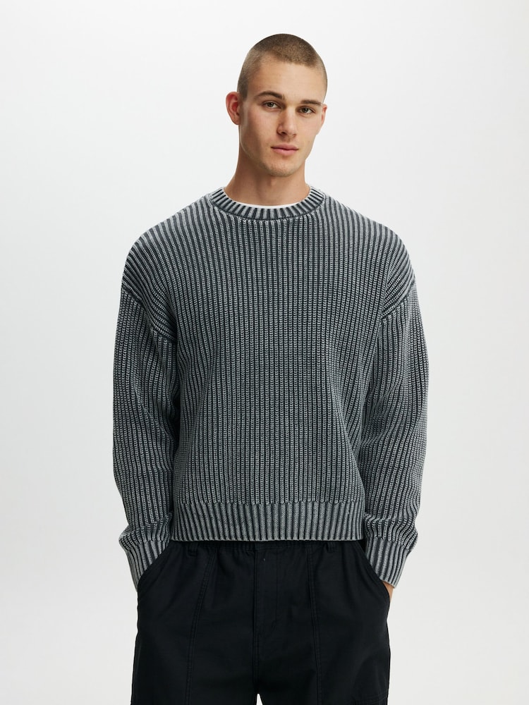 Cotton On Washed Black Box Fit Crew Knit Jumper - Image 1 of 4