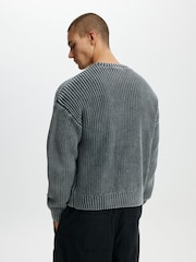 Cotton On Washed Black Box Fit Crew Knit Jumper - Image 2 of 4