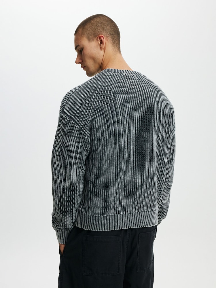 Cotton On Washed Black Box Fit Crew Knit Jumper - Image 2 of 4