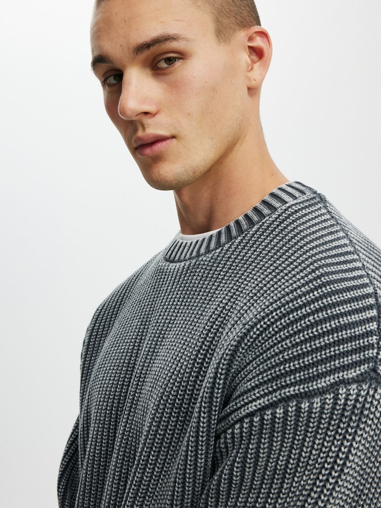 Cotton On Washed Black Box Fit Crew Knit Jumper - Image 4 of 4