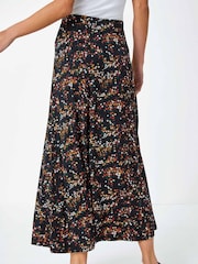 Roman Black Ditsy Floral Jersey Skirt - Image 3 of 5