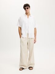 Cotton On White Short Sleeve Relaxed Linen Shirt - Image 3 of 5