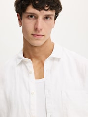 Cotton On White Short Sleeve Relaxed Linen Shirt - Image 4 of 5