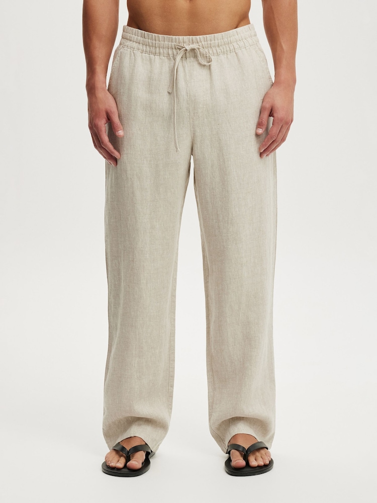 Cotton On Cream Baggy Linen Trousers - Image 1 of 5 Cotton On Cream Baggy Linen Trousers - Image 1 of 5