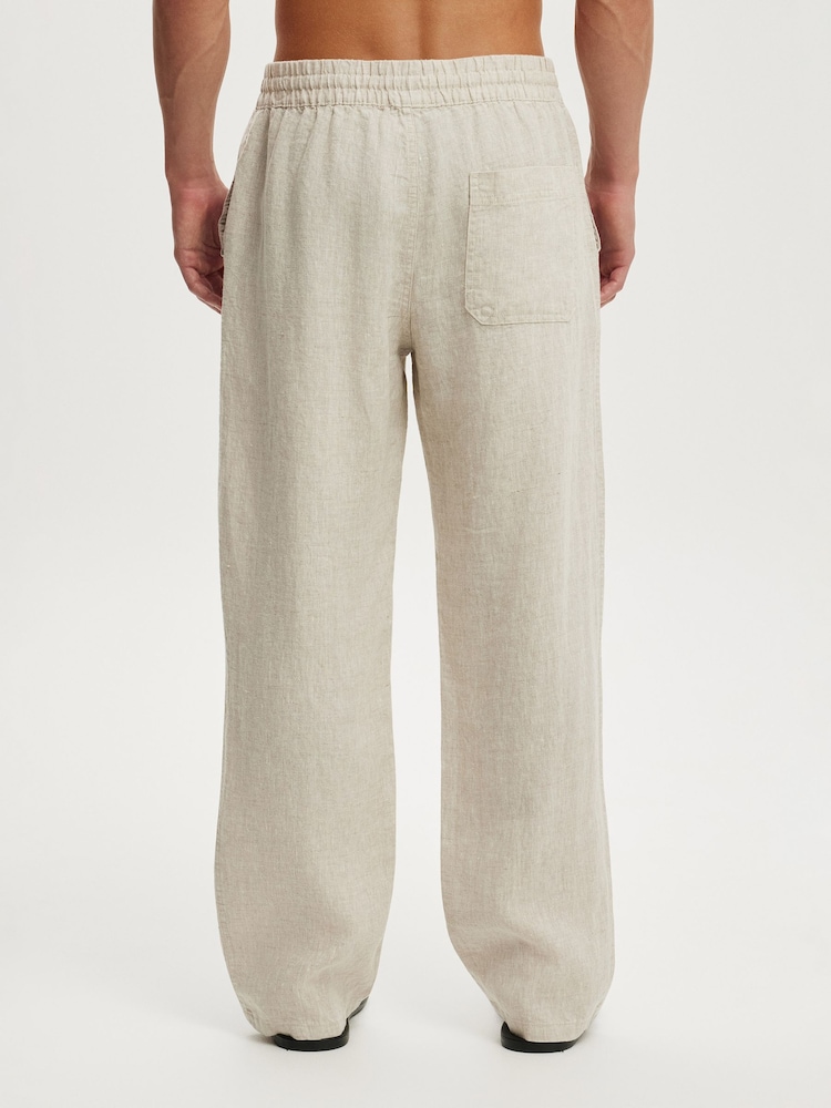 Cotton On Cream Baggy Linen Trousers - Image 2 of 5 Cotton On Cream Baggy Linen Trousers - Image 2 of 5