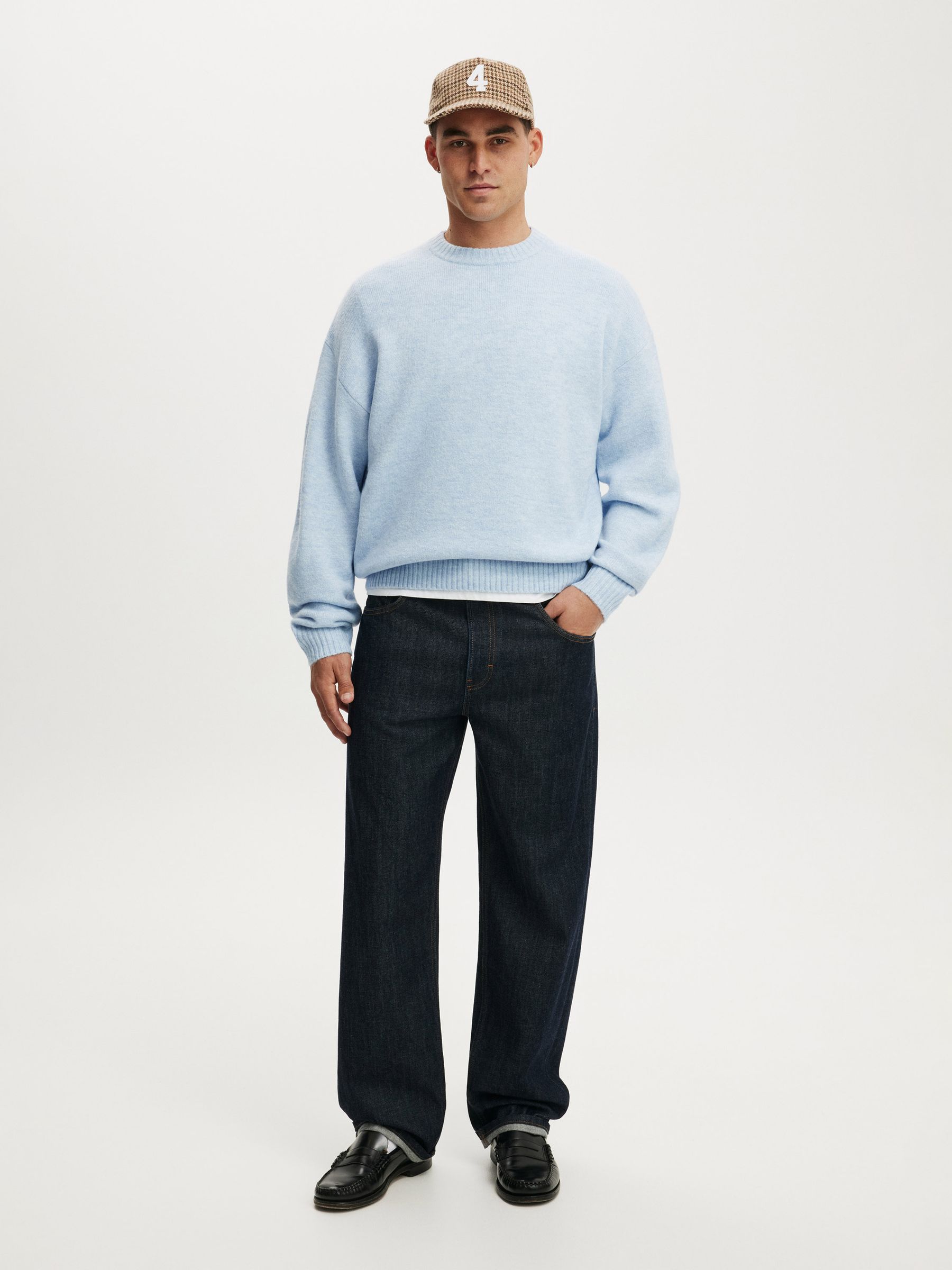 Buy Cotton On Blue Marle Box Fit Fuzzy Crew Neck Knit Jumper from