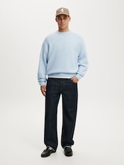 Cotton On Blue Marle Box Fit Fuzzy Crew Neck Knit Jumper - Image 3 of 4