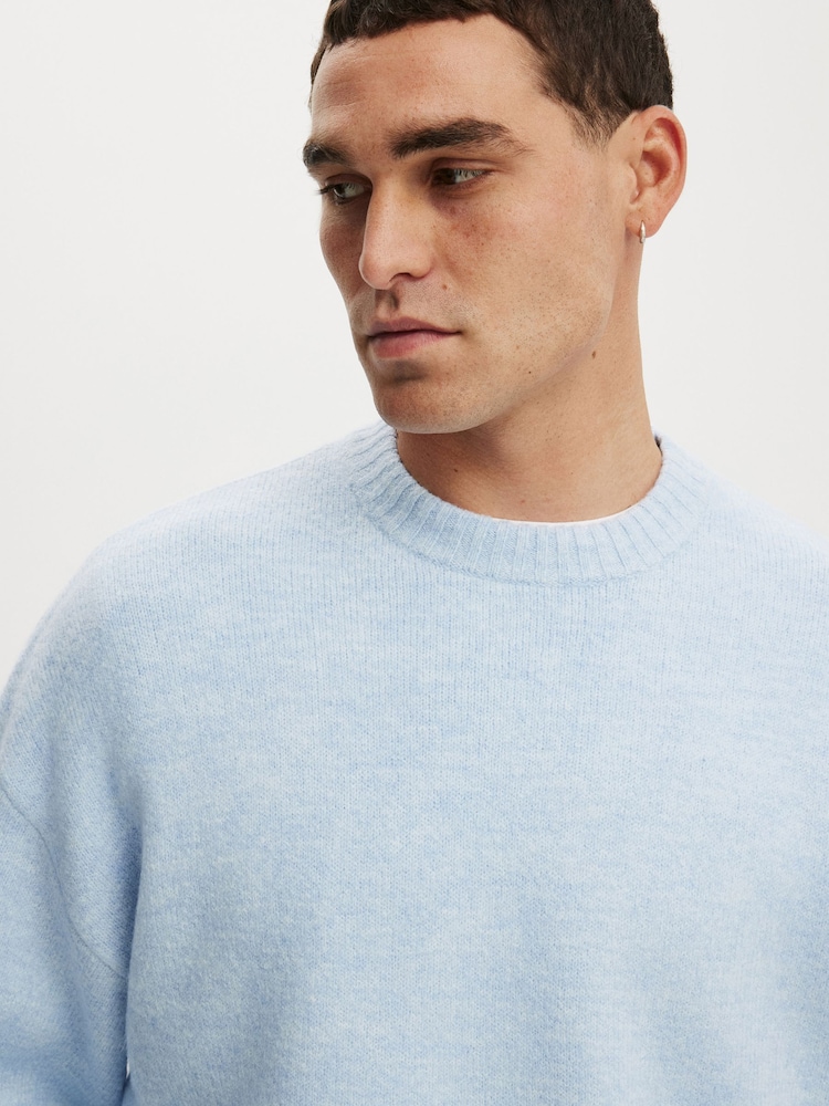 Cotton On Blue Marle Box Fit Fuzzy Crew Neck Knit Jumper - Image 4 of 4 Cotton On Blue Marle Box Fit Fuzzy Crew Neck Knit Jumper - Image 4 of 4