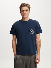Cotton On Blue Fitted Graphic T-Shirt - Image 1 of 4
