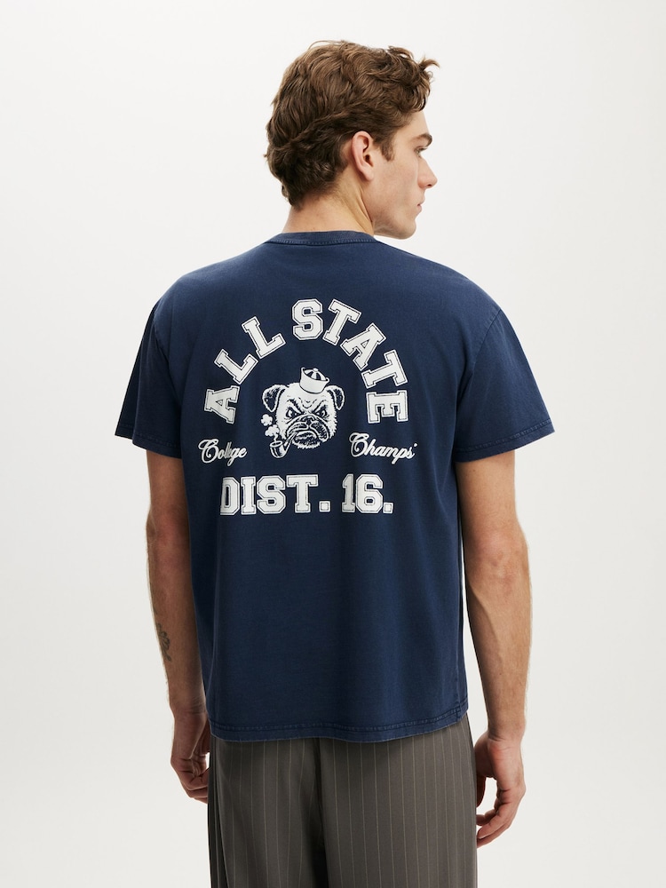 Cotton On Blue Fitted Graphic T-Shirt - Image 2 of 4