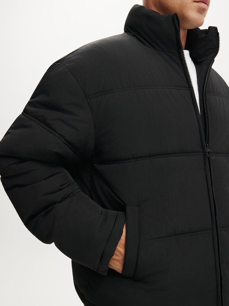 Cotton On Jet Black Puffer Jacket - Image 4 of 4 Cotton On Jet Black Puffer Jacket - Image 4 of 4