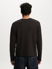 Cotton On Bitter Brown Waffle Cropped Fit Textured Long Sleeve T-Shirt - Image 2 of 4