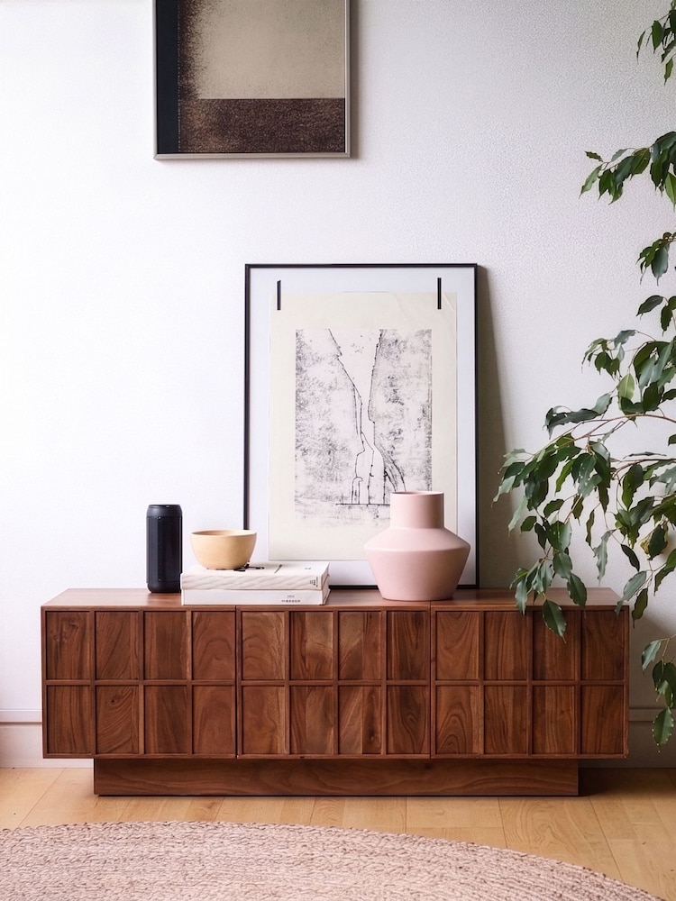 Swoon Mid Brown Sandon Acacia Wood 3 Door Media Unit - Image 1 of 7