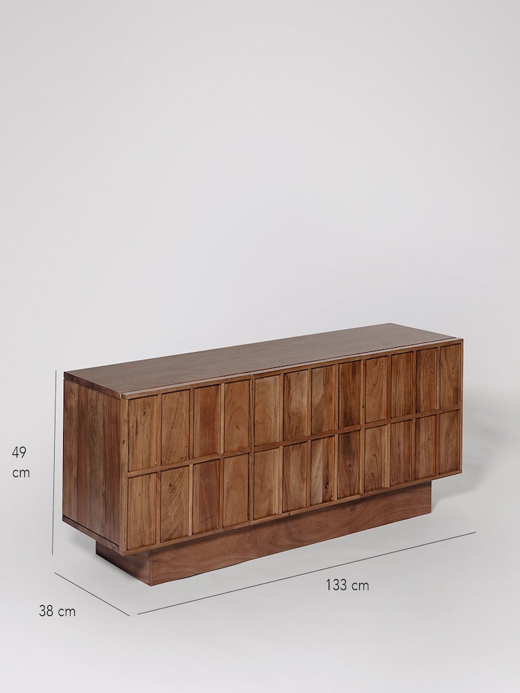 Swoon Mid Brown Sandon Acacia Wood 3 Door Media Unit - Image 7 of 7