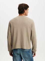 Cotton On Hazelnut Waffle Cropped Fit Textured Long Sleeve T-Shirt - Image 2 of 4