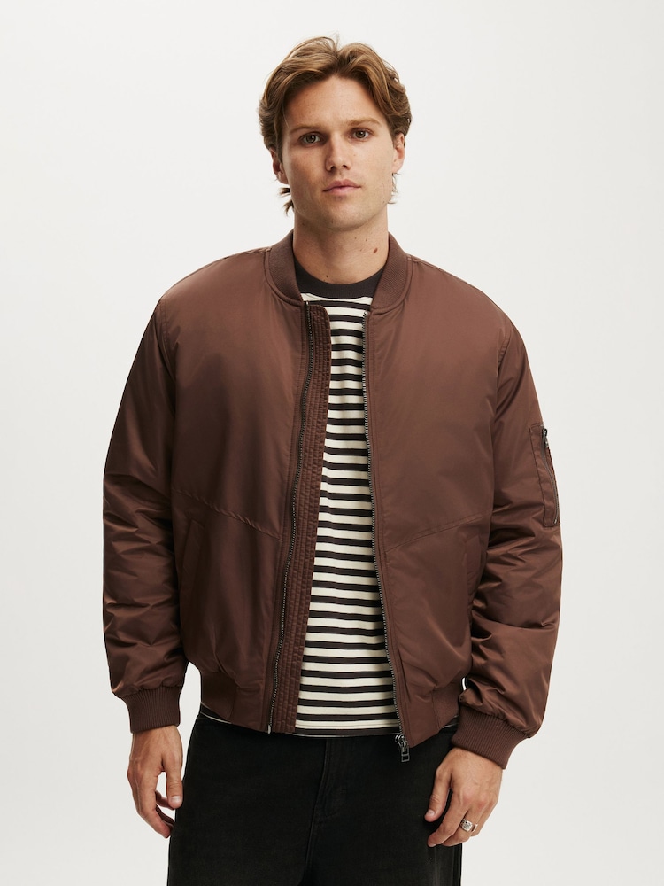 Cotton On Brown Classic Bomber Jacket - Image 1 of 3 Cotton On Brown Classic Bomber Jacket - Image 1 of 3