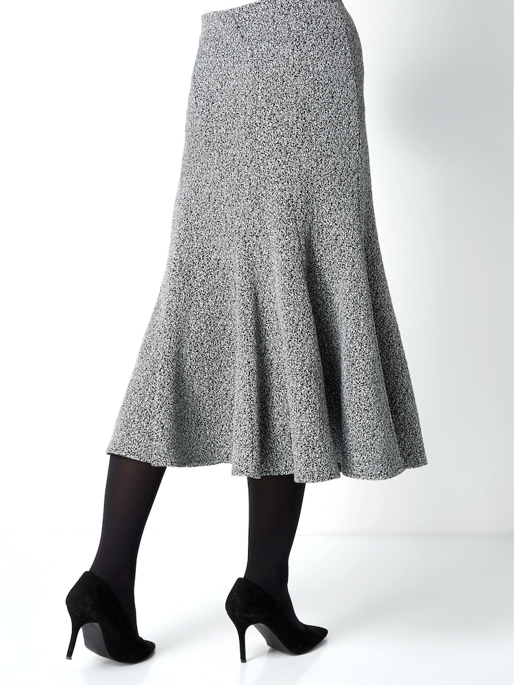 Roman Grey Texture Flared Skirt - Image 2 of 3 Roman Grey Texture Flared Skirt - Image 2 of 3