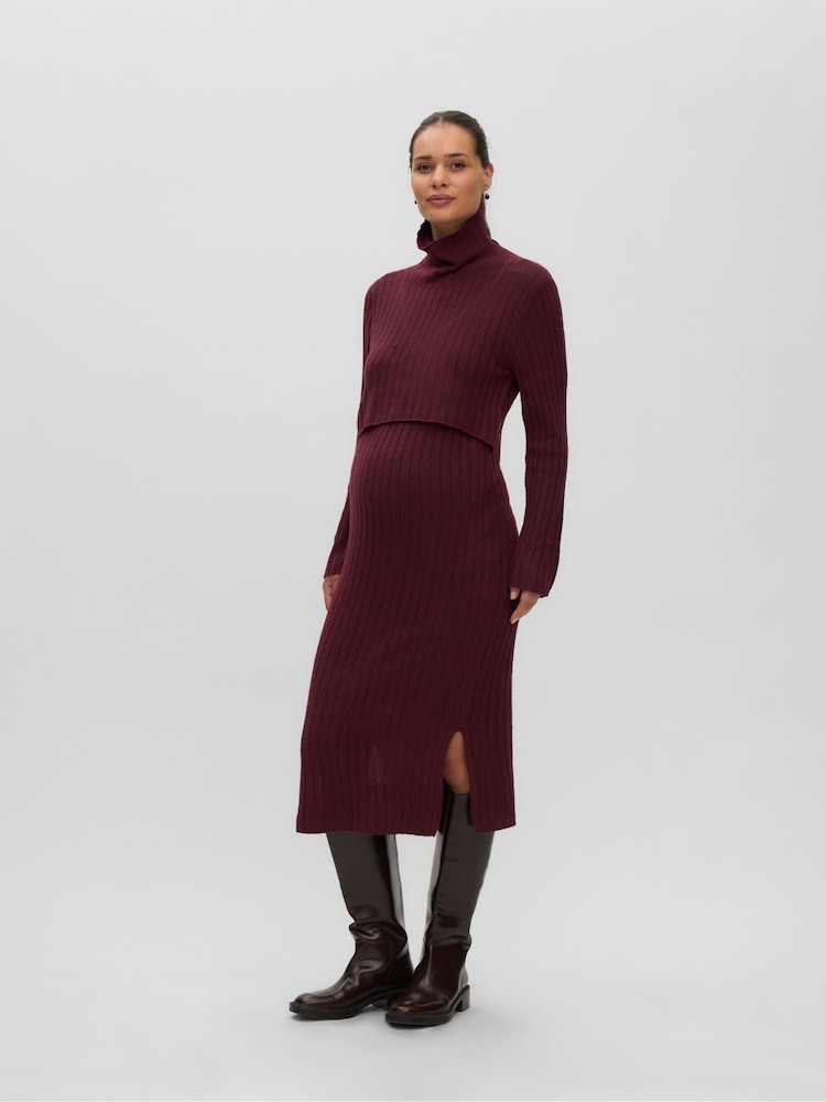 Mamalicious Maternity and Nursing Long Sleeve Knitted Midi Dress - 6суретінің 2 суреті
