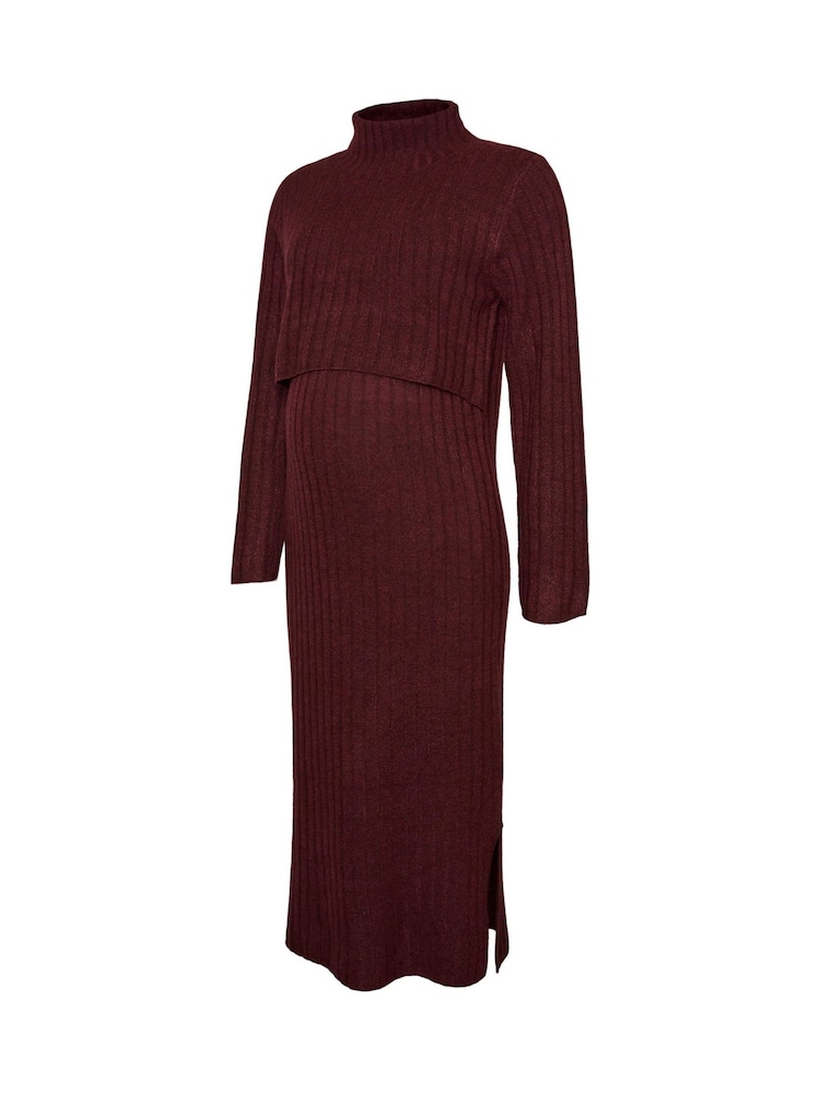 Mamalicious Maternity and Nursing Long Sleeve Knitted Midi Dress - 6суретінің 6 суреті