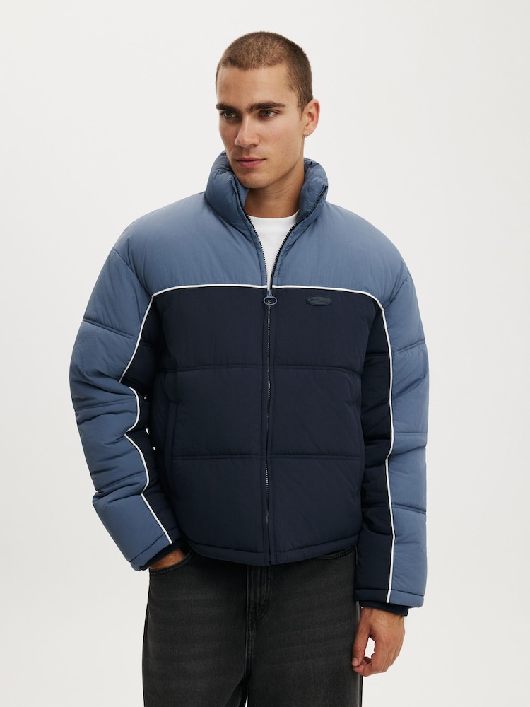 Cotton On Blue Puffer Jacket - Image 1 of 4 Cotton On Blue Puffer Jacket - Image 1 of 4