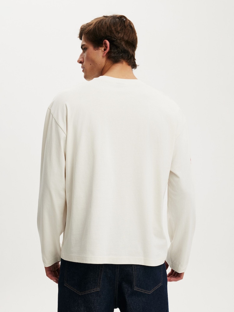 Cotton On White Regular Fit Graphic Long Sleeve T-Shirt - Image 2 of 4 Cotton On White Regular Fit Graphic Long Sleeve T-Shirt - Image 2 of 4