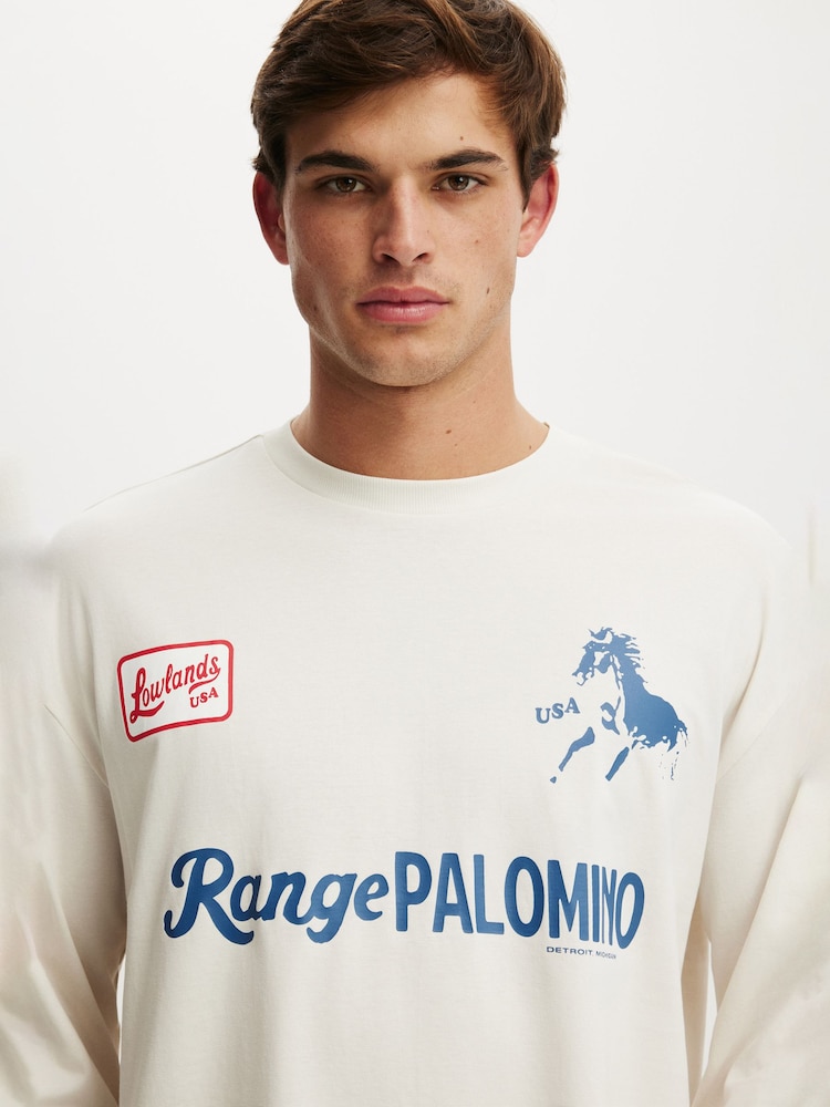 Cotton On White Regular Fit Graphic Long Sleeve T-Shirt - Image 4 of 4 Cotton On White Regular Fit Graphic Long Sleeve T-Shirt - Image 4 of 4