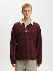 Cotton On Red Box Fit Rugby Polo Shirt - Image 1 of 4