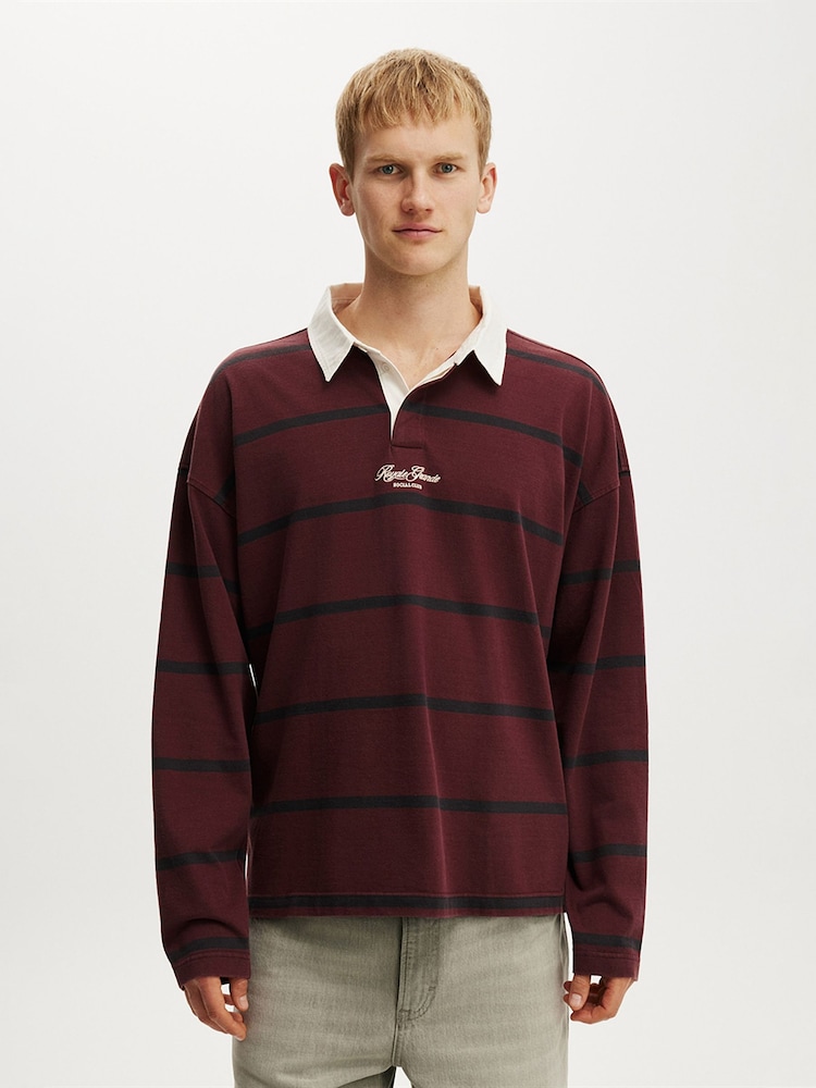 Cotton On Red Box Fit Rugby Polo Shirt - Image 1 of 4 Cotton On Red Box Fit Rugby Polo Shirt - Image 1 of 4