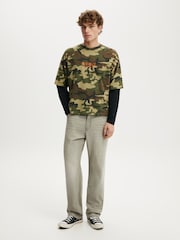 Cotton On Green Camo Cropped Fit Graphic T-Shirt - Image 3 of 4