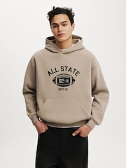 Cotton On Cream Box Fit Graphic Hoodie - Image 1 of 4