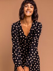 Roman Spot Frill Detail Print Dress - Image 4 of 4