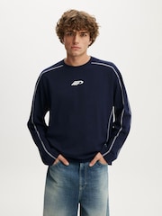 Cotton On Blue Regular Fit Graphic Long Sleeve T-Shirt - Image 1 of 4