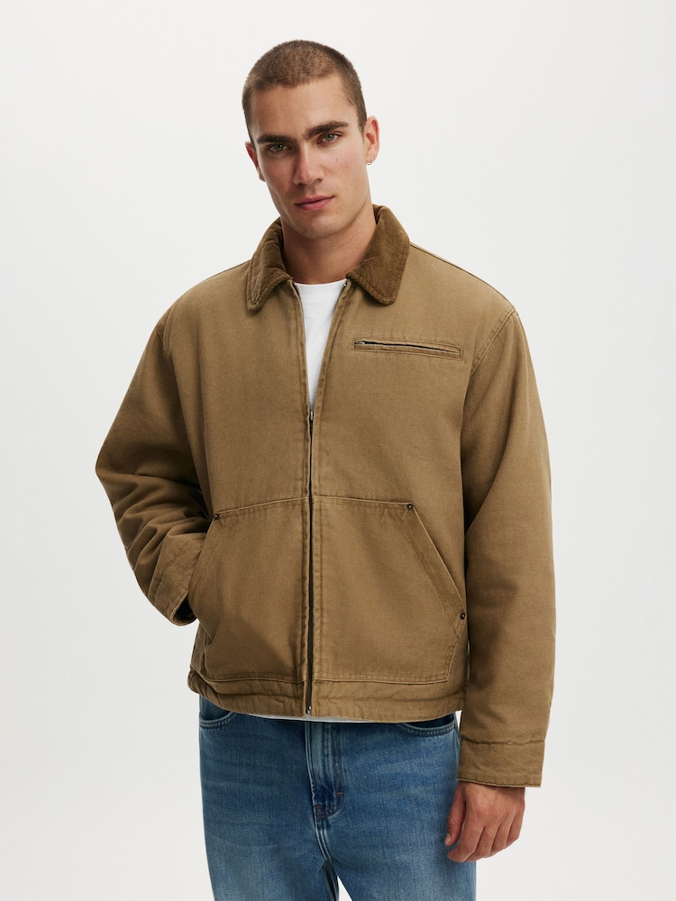 Cotton On Brown Cropped Canvas Harrington Jacket - Image 1 of 4 Cotton On Brown Cropped Canvas Harrington Jacket - Image 1 of 4