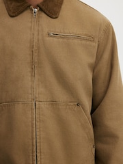 Cotton On Brown Cropped Canvas Harrington Jacket - Image 4 of 4