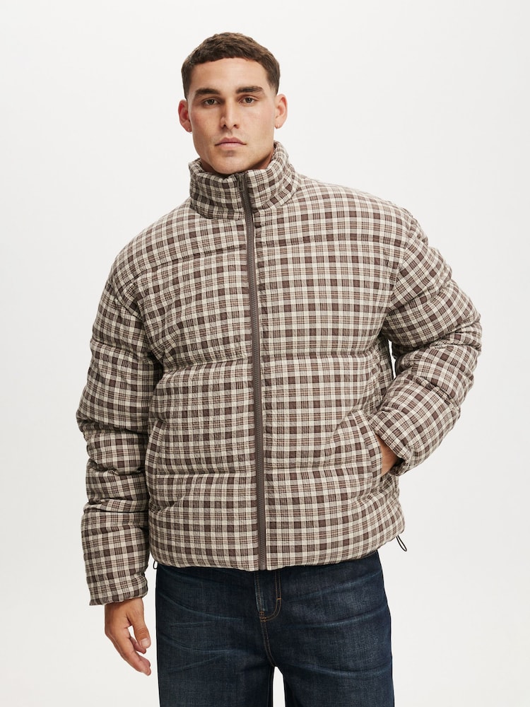 Cotton On Chocolate Brown Puffer Jacket - Image 1 of 4 Cotton On Chocolate Brown Puffer Jacket - Image 1 of 4