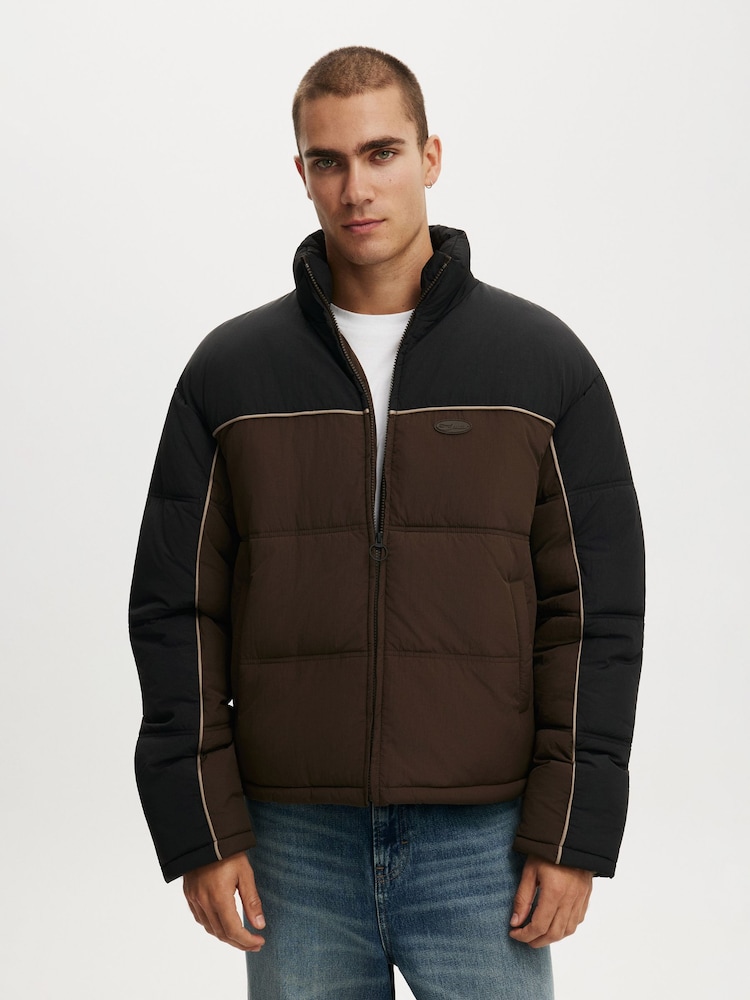 Cotton On Brown Puffer Jacket - Image 1 of 4 Cotton On Brown Puffer Jacket - Image 1 of 4