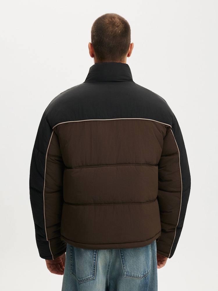 Cotton On Brown Puffer Jacket - Image 2 of 4 Cotton On Brown Puffer Jacket - Image 2 of 4