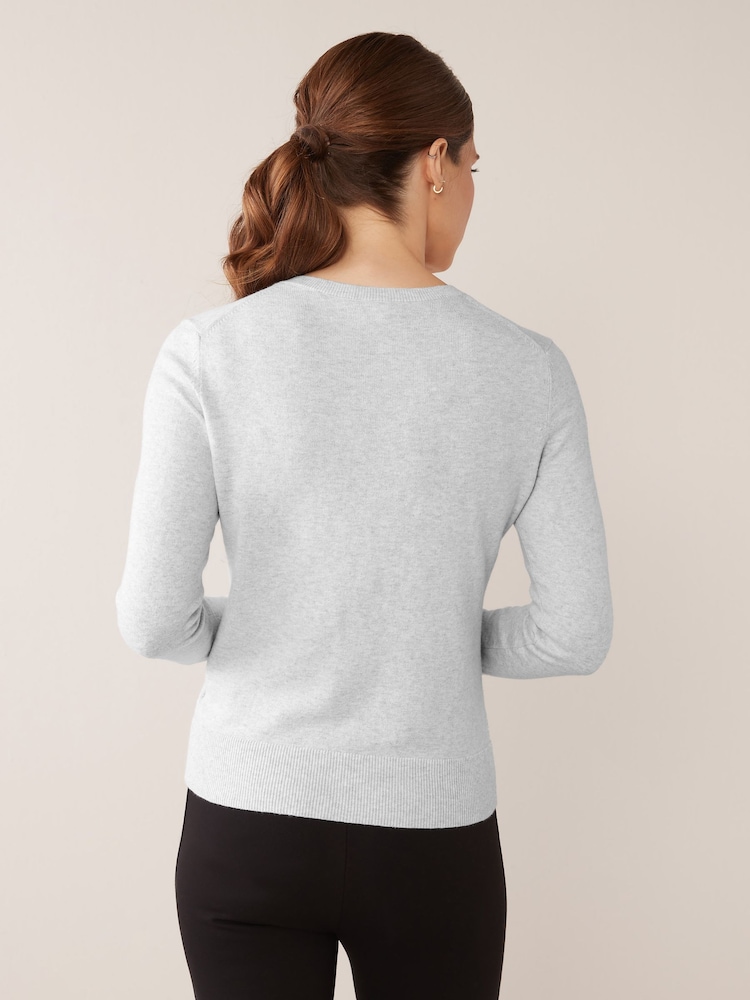 Gap Grey Lightweight Cotton Long Sleeve Crew Neck Cardigan - Image 2 of 4