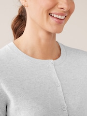 Gap Grey Lightweight Cotton Long Sleeve Crew Neck Cardigan - Image 3 of 4