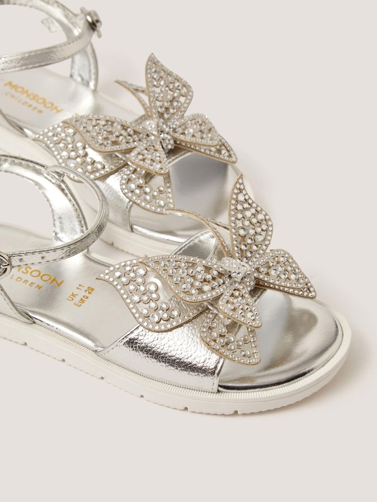 Monsoon Silver Diamanté Butterfly Sandals - Image 2 of 2