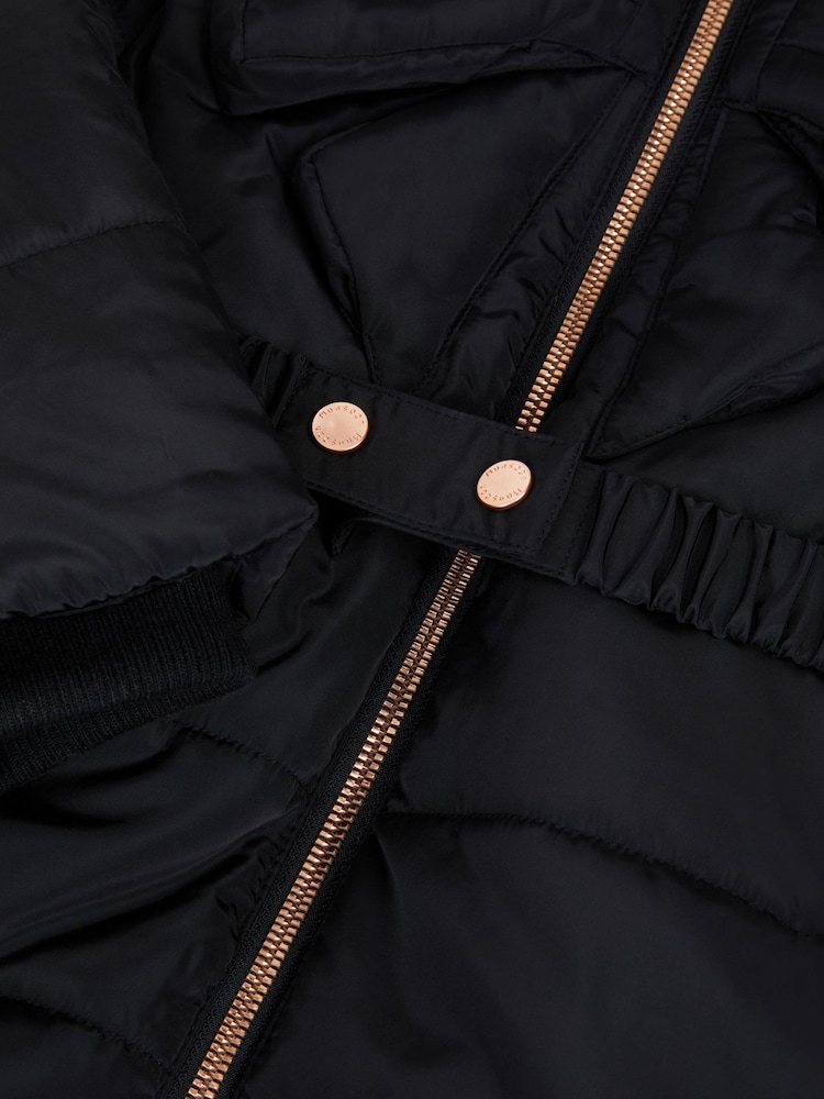 Monsoon Black Bow Hooded Puffer Coat - Image 3 of 3