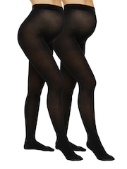 Mamalicious Black Maternity 200 Denier Tights 2 Pack - Image 1 of 6
