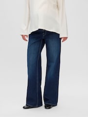 Mamalicious Blue Maternity Over Bump Wide Leg Jeans - Image 3 of 6