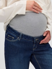 Mamalicious Blue Maternity Over Bump Wide Leg Jeans - Image 4 of 6
